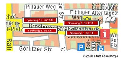 Sperrung der westlichen Breslauer Stra&szlig;e