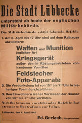 Bekanntmachung �ber die Unterstellung unter englische Militarbeh�rde