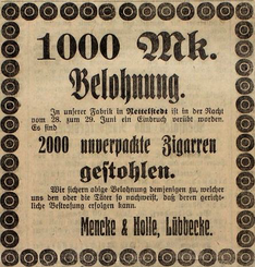 1000 Mark Belohnung