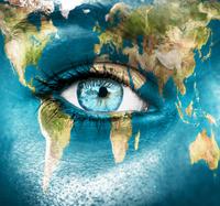 Planet earth and blue human eye - "Elements of this image furnis