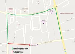 Umleitungsplan w�hrend der Sperrung der K�nigsberger Stra�e