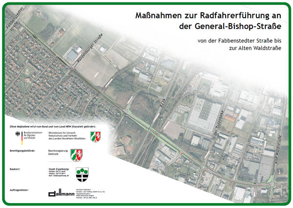 Hinweistafel Baustelle General-Bishop-Stra�e