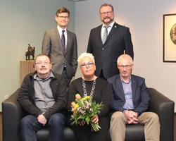 v.l. Heinz Wa�mann, Maximilian Schebitz, Birgit El Mouaddib-Wendt, B�rgermeister Heinrich Vieker, Stephan Boensmann