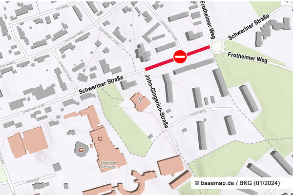 Sperrung Schweriner Stra�e