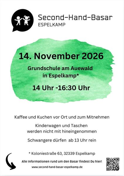 Flyer zum Second Hand Basar in der Grundschule am Auewald