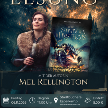 Plakat Lesung Mel Rellington am 6.11.2026
