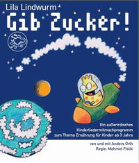 �Illustration zum Kinder-Mitmach-Programm ,Gib Zucker!' mit einem Astronauten im Raumschiff.�