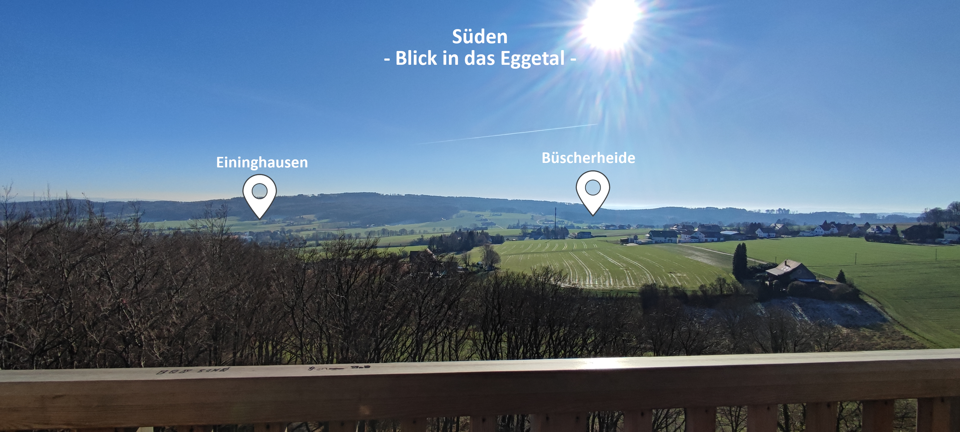 Zu sehen ist der Blick vom Wiehenturm in Richtung S�den auf das Eggetal