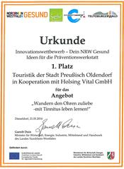 Urkunde - Wandern den Ohren zuliebe