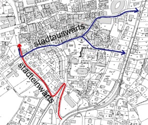 Verkehrsf�hrung S�dl. Innenstadt ab 03.12.2007 (Detailkarte)