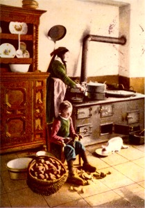 K&uuml;che eines westf&auml;lischen Bauernhauses, um 1910