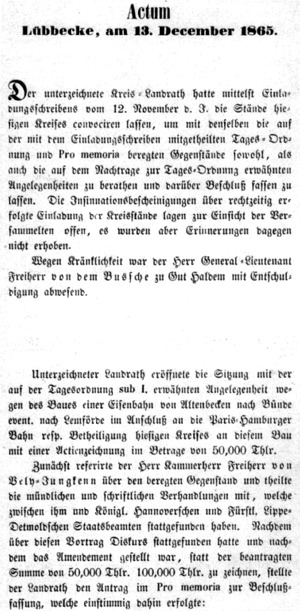 Protokoll Versammlung der Kreisst�nde, 1865