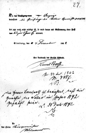 Erinnerungsschreiben, 1842
