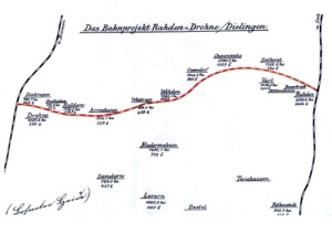 Linienf&uuml;hrung mit Angaben zur Fl&auml;chengr&ouml;&szlig;e und Einwohnerzahl, 1912