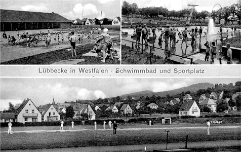 Badeanstalt Obernfelder Allee mit Kricketplatz, 1953