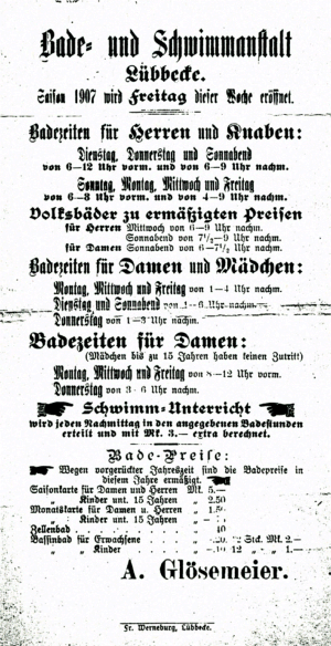 Badeanstalt Gl�semeier, 1907